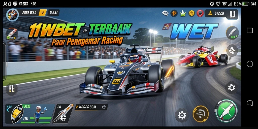 Tangkapan layar gameplay 11WBET menampilkan balapan yang mendebarkan di trek yang menantang.
