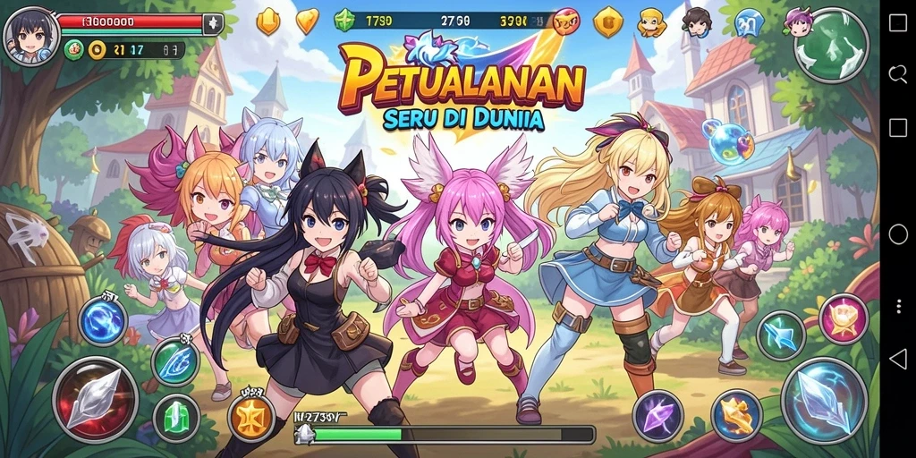 Screenshot menunjukkan karakter utama dalam aksi seru di dunia Anime.