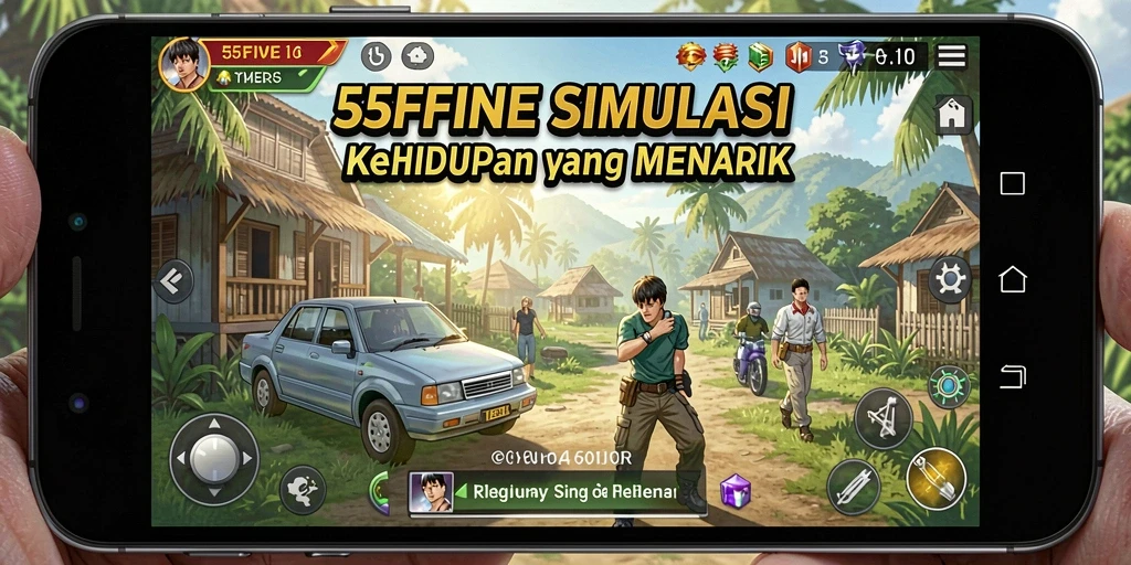 Tampilan gameplay 55FIVE yang menakjubkan dalam simulasi kehidupan.