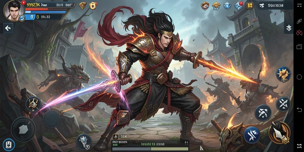 Tangkapan layar gameplay 999ZK yang menampilkan pertempuran strategis yang intens.