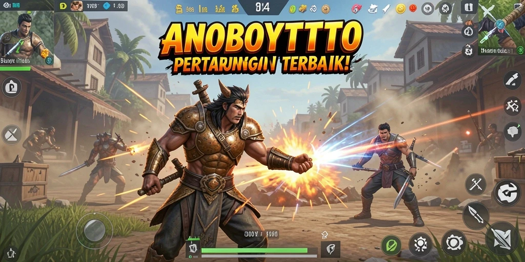 Screenshot gameplay ANOBOYTOTO yang penuh aksi Battle Royale.
