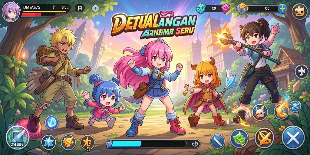 Tangkapan layar gameplay <strong>DELTA575</strong> menampilkan karakter anime dalam aksi.