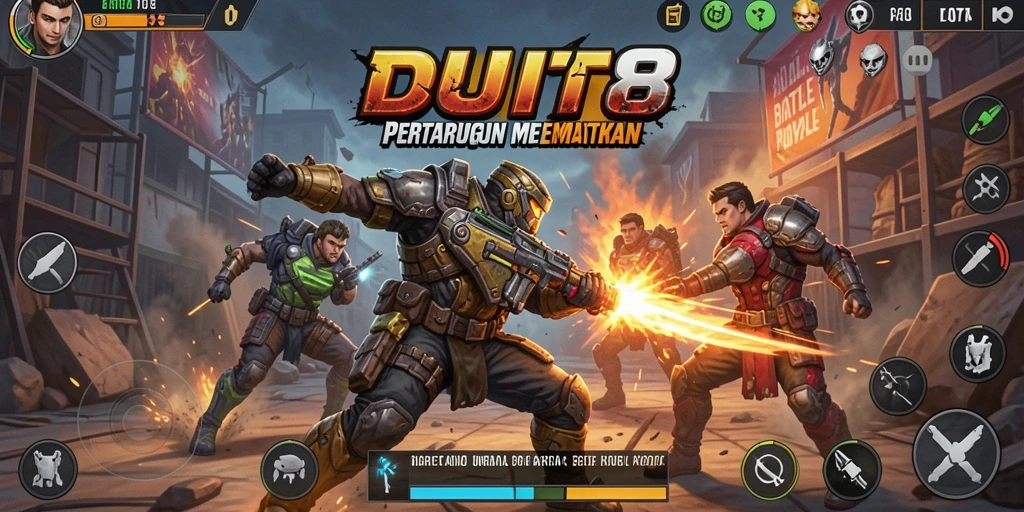 Tampilan menarik dari gameplay Battle Royale di DUIT8.