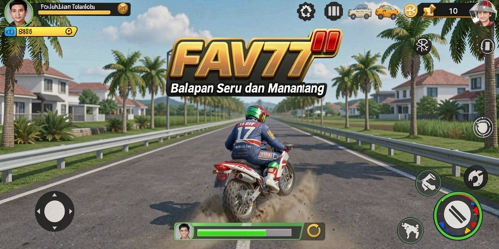 Tampilan gameplay balapan seru di FAV77 dengan mobil cepat.