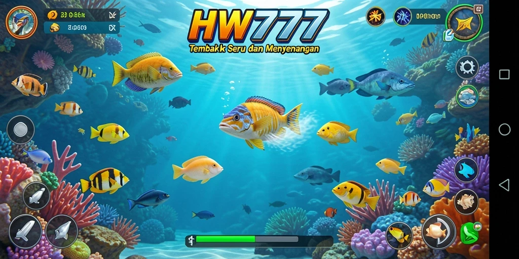 Screenshot HW777 menampilkan aksi seru menangkap ikan.