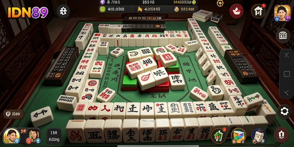 Tampilan screenshot game IDN89 menampilkan gameplay Mahjong yang seru.