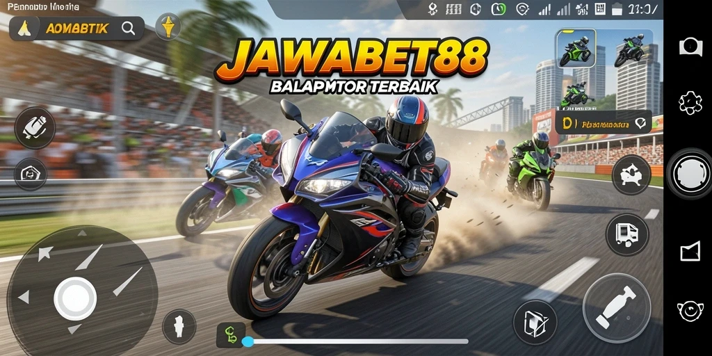 Tangkapan layar utama JAWABET88 menampilkan aksi balap motor yang mendebarkan.
