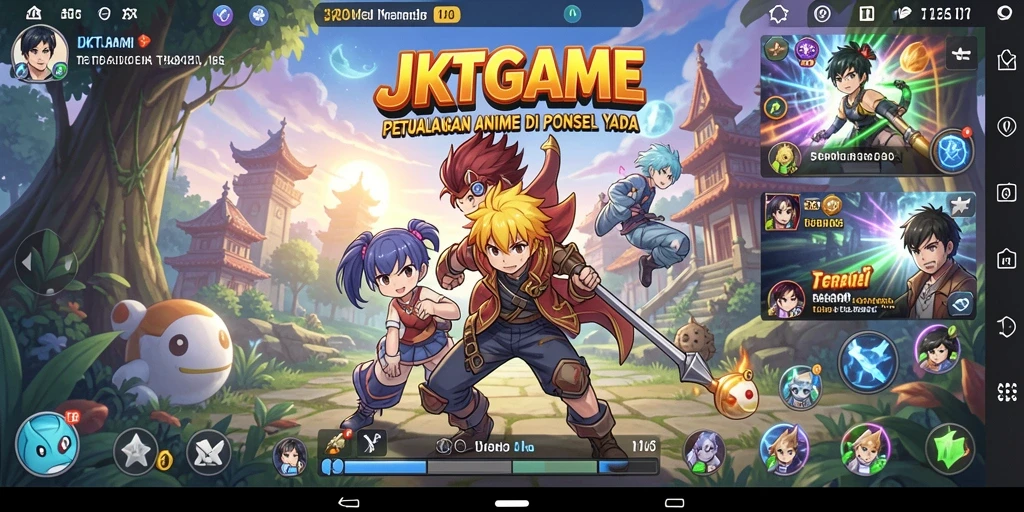 Screenshot gameplay JKTGAME yang menampilkan karakter Anime dalam aksi.