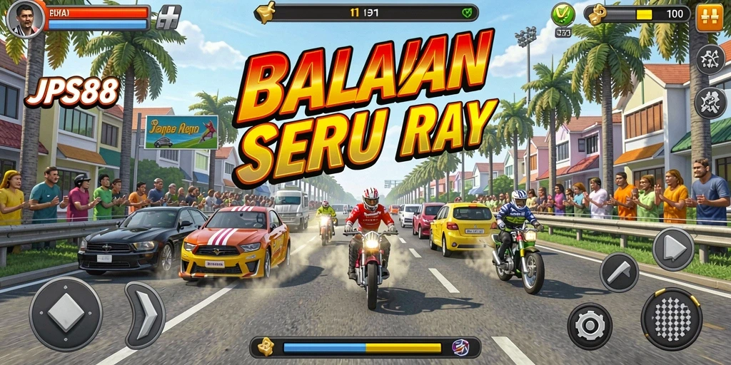 Screenshot gameplay JPS88 dengan aksi balapan yang intens.
