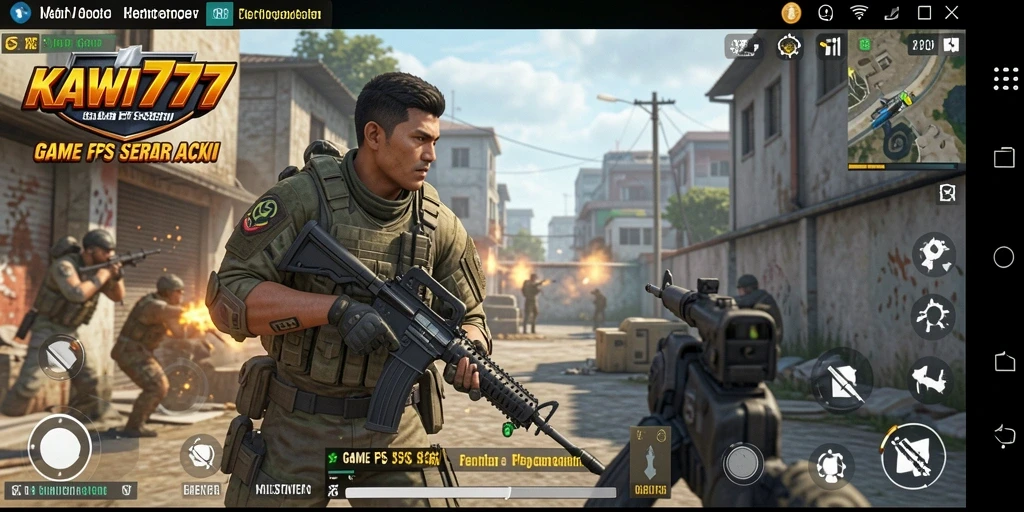 Screenshot KAWI777 menampilkan aksi tembak-menembak yang intens.