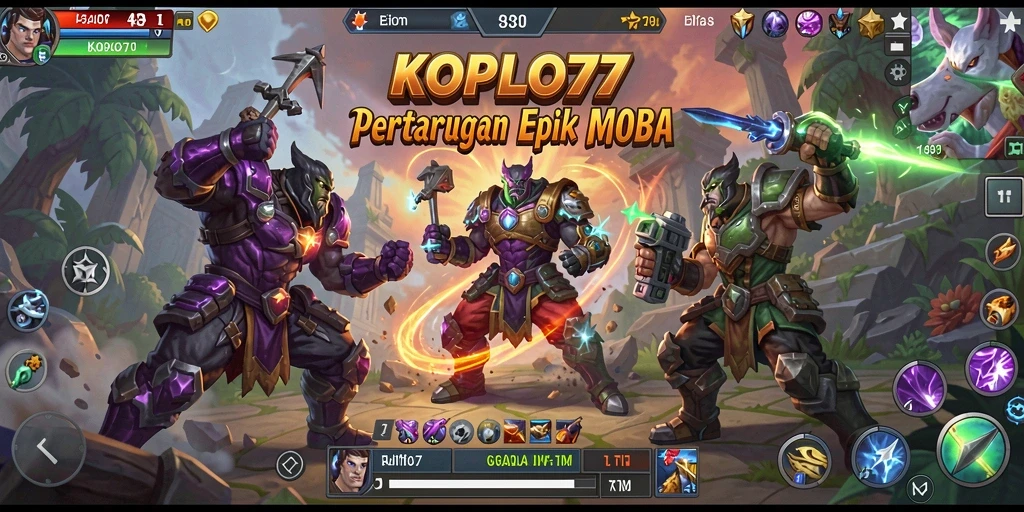 Screenshot dari gameplay KOPLO77 yang menampilkan aksi seru dalam pertandingan MOBA.
