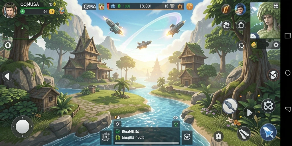 Screenshot gameplay QQNUSA yang menunjukkan interaksi antar karakter.