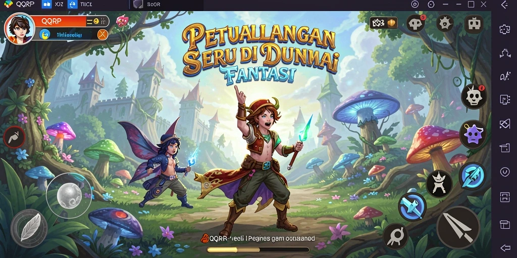 Screenshot gameplay <strong>QQRP</strong> menunjukkan aksi seru dan suasana dunia fantasi.