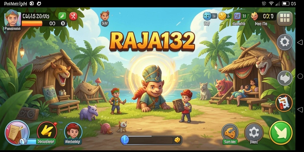 Tampilan gameplay menarik dari RAJA132 dengan karakter yang ceria.