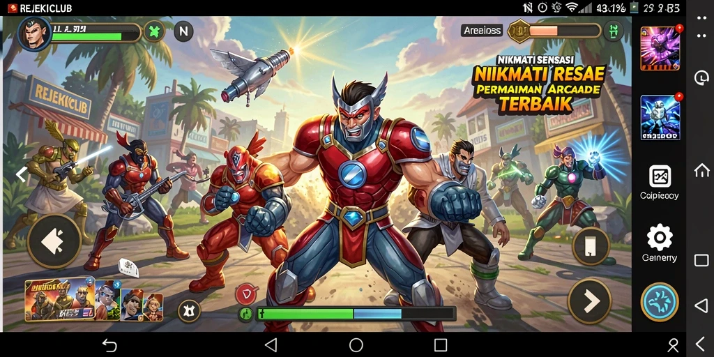 Tampilan gameplay seru REJEKICLUB yang penuh aksi.