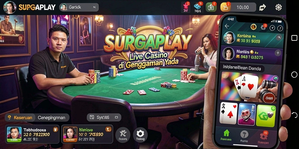 Gameplay menarik dari SURGAPLAY dengan dealer profesional dan suasana kasino langsung.