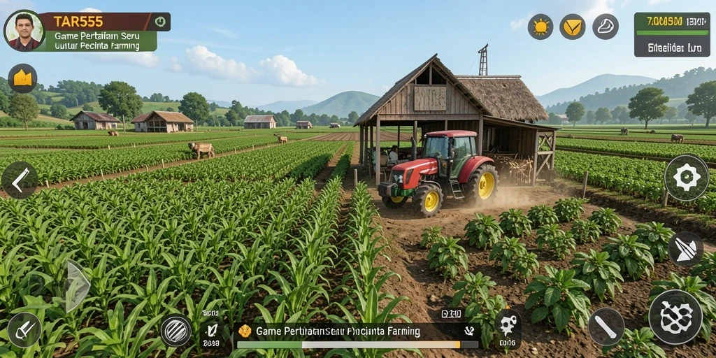 Screenshot TAR555 menampilkan aksi seru bertani dengan grafik yang menarik.