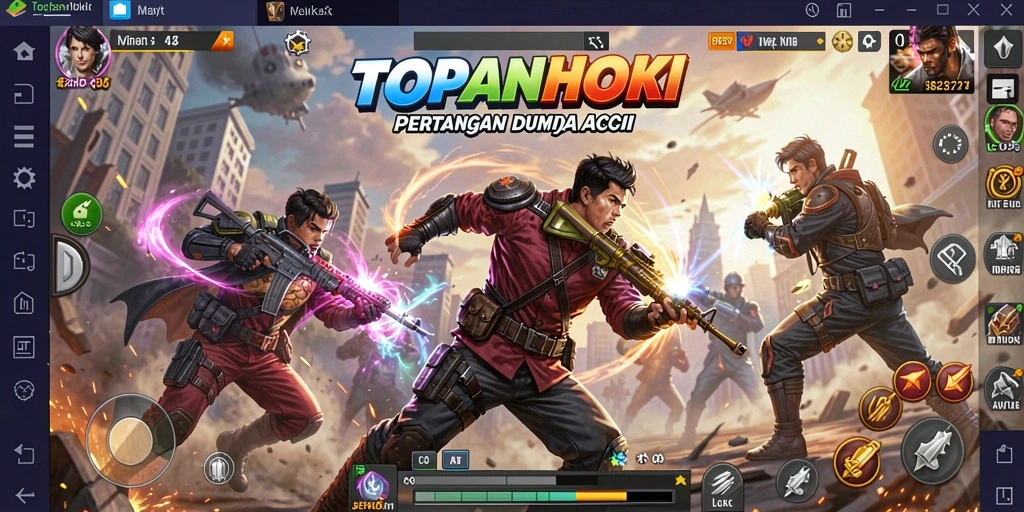 Screenshot menampilkan gameplay seru dari TOPANHOKI saat pertarungan berlangsung.
