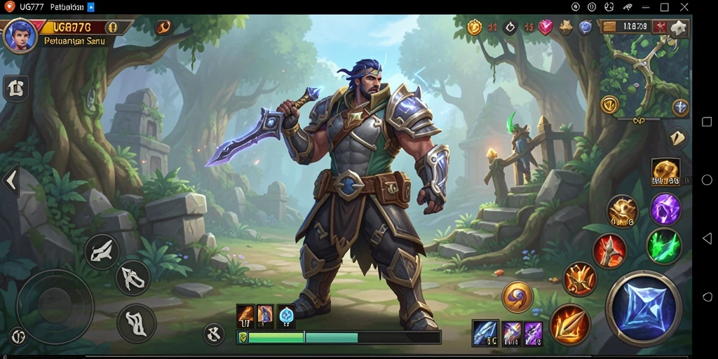 Screenshot utama UG777 menampilkan pertempuran epik dalam dunia ARPG.