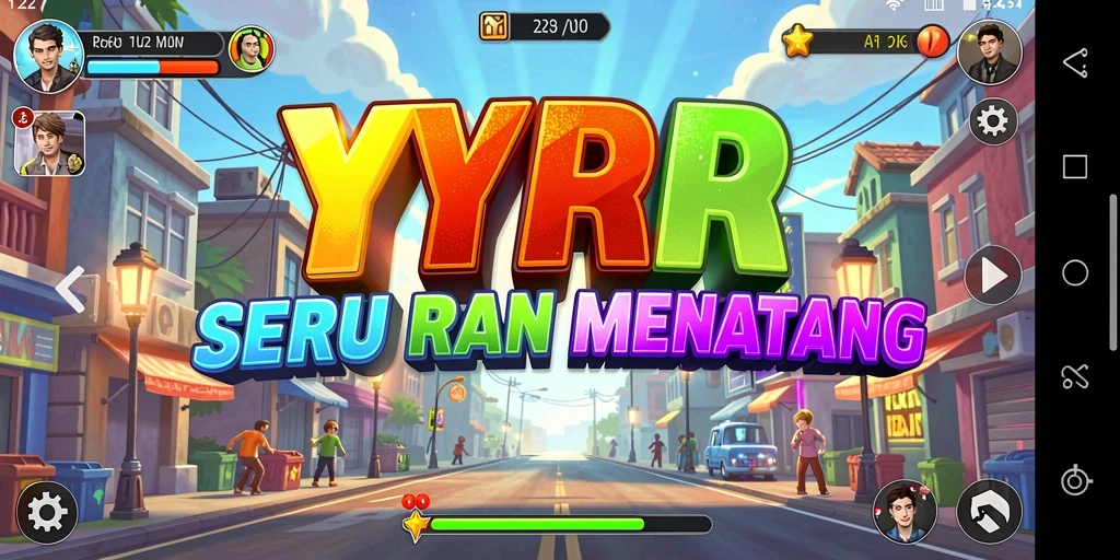 Screenshot gameplay YYRR yang penuh warna dan menantang.